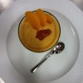 CREMA DE MELOCOTÓN EN ALMÍBAR Y TURRÓN DE JIJONA