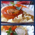 Pasta con tomate y queso de cabra