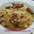 Risotto con pollo, setas y paté