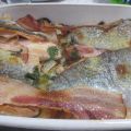 Trucha al horno con bacon