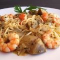 PASTA FRESCA CON LANGOSTINOS Y ALCACHOFAS