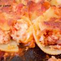 Pasta  rellena de carne gratinada al horno