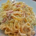 Tagliatelle con nata y bacon 