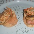 TAPA DE AHUMADO Y LANGOSTINO SOBRE QUESO SE[...]
