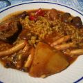 ARROZ MELOSO DE PULPO , HABAS Y ALCACHOFAS.