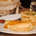 Arroz con costra y pollo a la cerveza