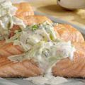 Salmón con crema de puerro
