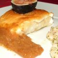 Bacalao a la muselina de ajos con salsa de higos