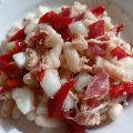 Ensalada de alubias blancas, bacalao y jamón