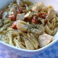 Tallarines con Vieiras Gratinadas
