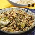 Quinoa tricolor con alcachofas y setas salteadas