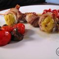 BROCHETAS DE CONEJO, PANCETA Y PLATANO