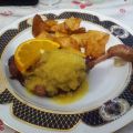 Confit de pato con salsa de naranja y patatas