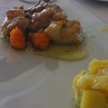 Pollo encebollado con toque de calabaza y soja