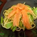 Espagueti con Ajos Tiernos y Salmón