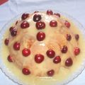 Volcán de mousse de cereza y chocolate blanco