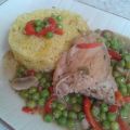 Pollo al vino blanco y verduras con arroz al[...]