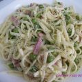 TALLARINES CON GUISANTES Y JAMÓN DE YORK