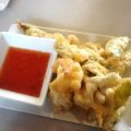 Tempura de langostinos y verduras