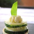 Milhojas de pepino con espuma de menta
