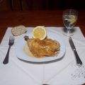 Pollo sentado.