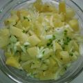 Papas aliñadas con pimientos verdes