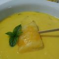 Crema de pepinos con cebolla confitada