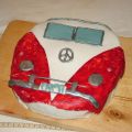 Furgoneta hippie de fondant y juego del 5x5