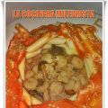 Macarrones con confit de Setas y gambas