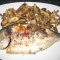 Dorada a la plancha con setas salteadas
