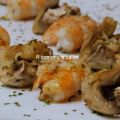 BROCHETAS DE CHAMPIÑONES CON LANGOSTINOS