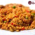 Arroz con verduras y setas. Arroz viudo