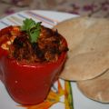 Pimiento relleno de carne y arroz.