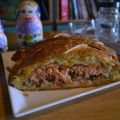Kulibiak o pastel Ruso de salmón