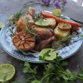 Pollo al limón y romero con verdura asada