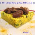 Cuscús  con verduras y presa Ibérica al Curry