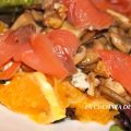 ENSALADA CON NARANJA, SALMÓN Y CHAMPIÑONES