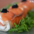 ROLLO DE SALMON CON SUCEDANEO DE CAVIAR