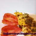 Pinchitos de pollo con pimiento y huevo.