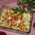 Caracolas gratinas  a los dos quesos ( pasta)