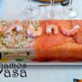 Pastel mixto de marisco y salmón