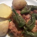 Carne con pimientos de padrón