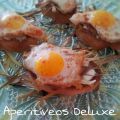 Huevos de Codorniz sobre cama de Puerros Asados
