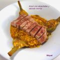 Arroz con alcachofas y secreto Ibérico