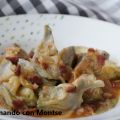 Alcachofas en salsa con jamón