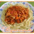 MACARRONES BOLOGNESA CON CALABACIN