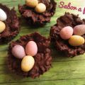 Nidos de chocolate con huevos de pascua