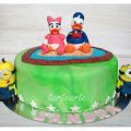 Tarta fondant  Donald, Daisy y Gru!!
