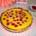 Tarta de natillas y frambuesas