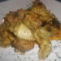 ARROZ CON POLLO, BEREGENA Y ALCACHOFAS